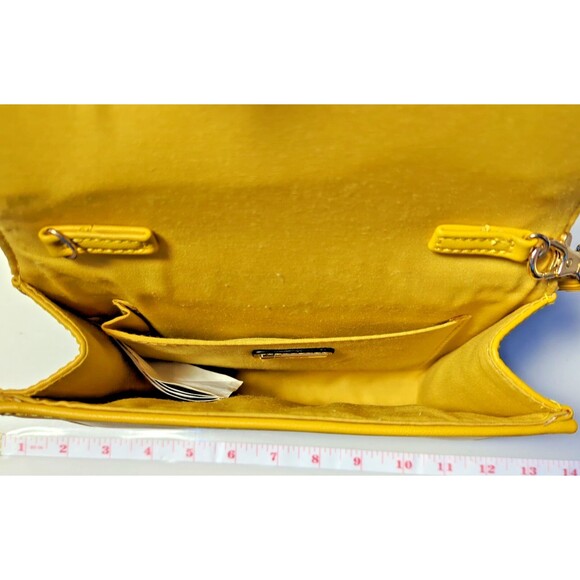 Aldo Clutch Handbag Mustard Yellow with Hand Strap, Magnetic Clip Close - Picture 12 of 16